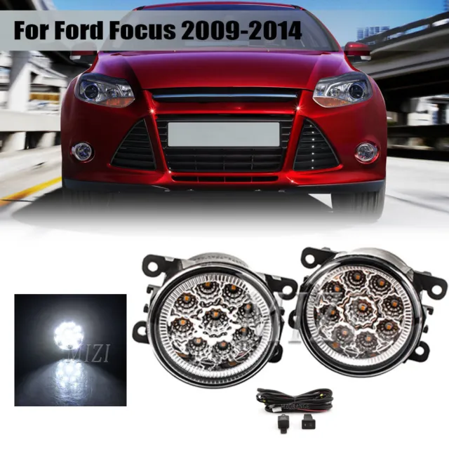 LED Bumper Fog Light Lamp w/ Harness Wiring For Ford Focus 2009-2014 Left&Right
