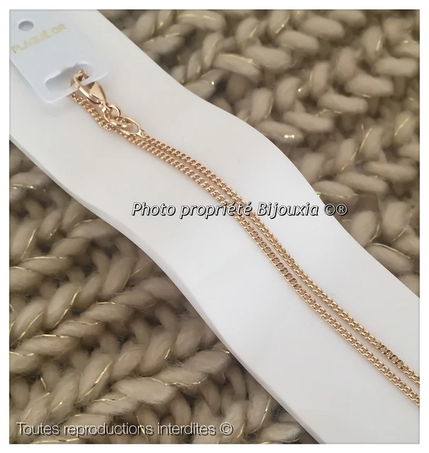 Chaîne Maille Figaro Plaqué Or 18 Carats - Longueur 45 Cm, épaisseur 2,20 Mm - Neuf Avec étiquettes - Marque Bijouxia