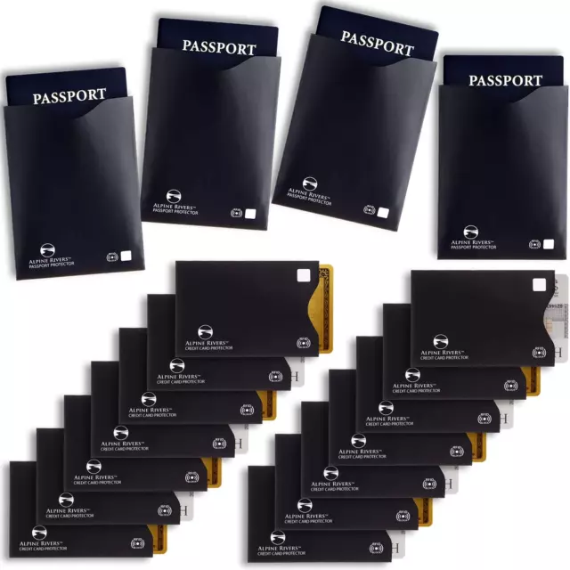 18 RFID Blocking Sleeves (14 Credit Card Holders & 4 Passport Protectors) Ultima