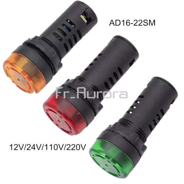 12/24/110/220V AD16-22SM LED Flash Alarm Indicator Signal Lamp with Buzzer