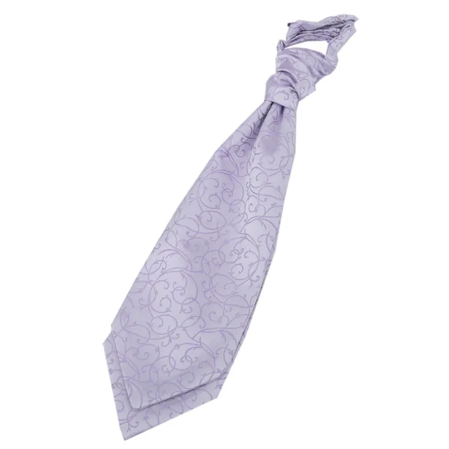 Lilac Mens Wedding Pre-Tied Scrunchie Cravat Woven Swirl Patterned by DQT