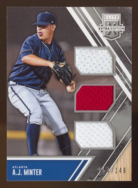 2017 Elite Extra Edition Aj Minter Triple Relic Rc Rookie #57/149 Braves