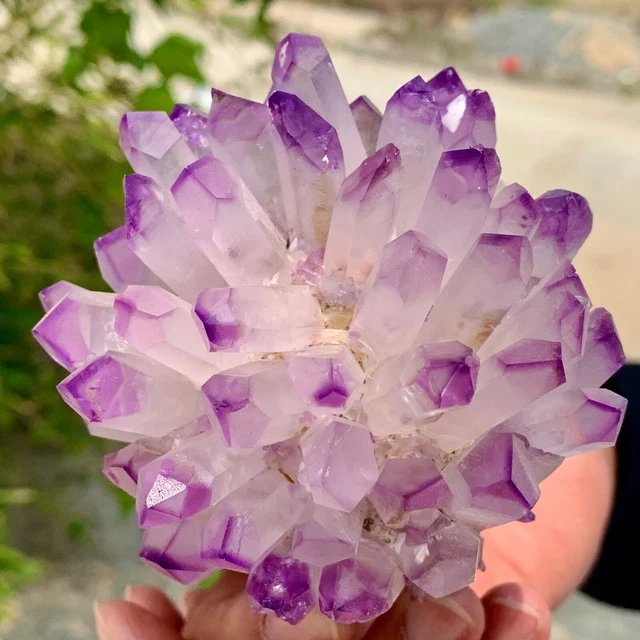 418G New Find sky purple Phantom Quartz Crystal Cluster Mineral Specimen Healing