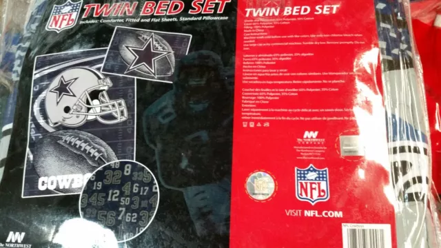 Brand New Official Nfl Dallas Cowboys 4 Pieces Twin Bed Comforter Set