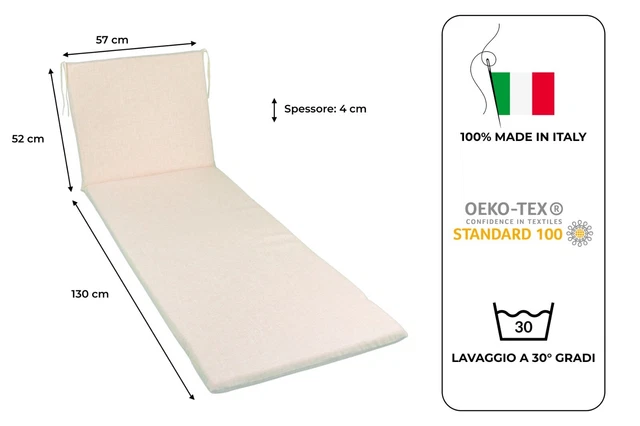 Cuscino Lettino Prendisole Mare Rigato Verde 52+130x57x4 Cm GHIOCUSCINI