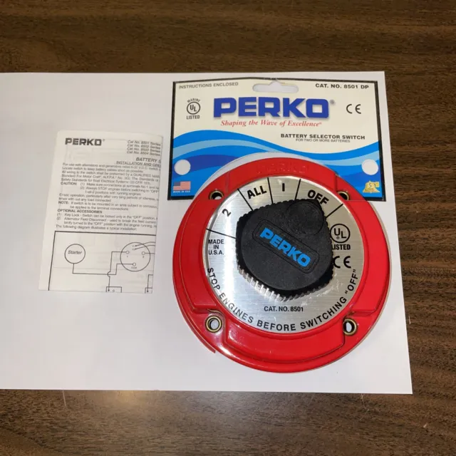 Perko Marine Dual Battery Selector Switch for Boat/RV Motor 8501DP New No Box