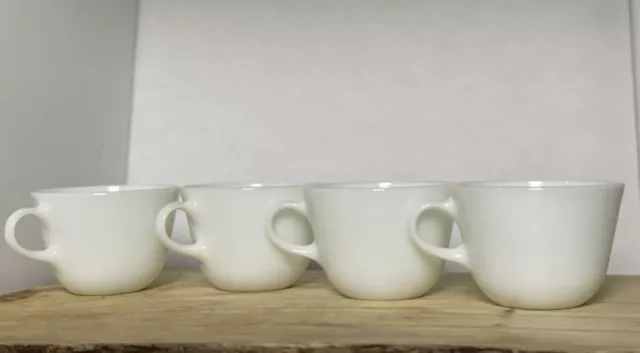 4 Vintage PYREX White Milk Glass Coffee Mug Tea Cup C Handle