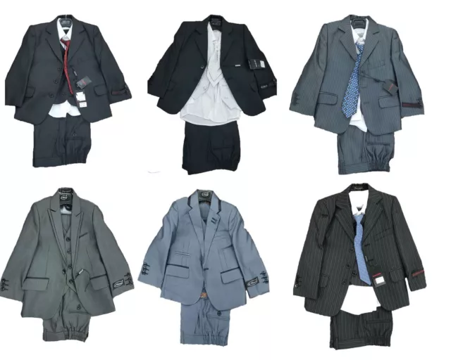 New Boys Formal Wedding Party 3/5 Piece Waistcoat Jacket Suit Ages 1 to 13 yrs