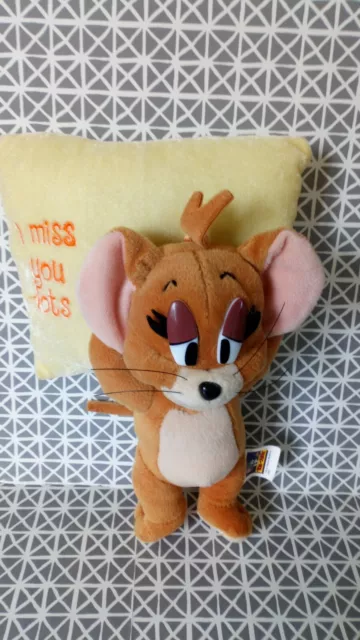 Peluche Mitsy la souris de Tom et Jerry coussin jaune I miss you lots 25 cm