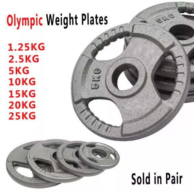 Cast Iron Olympic Weight Plates 1.25-20KG Barbell Dumbbell Fitness Weightlifting