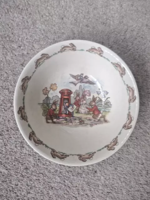 Lovely rare Royal Doulton Bunnykins cereal bowl LETTERBOX / AIRMAIL