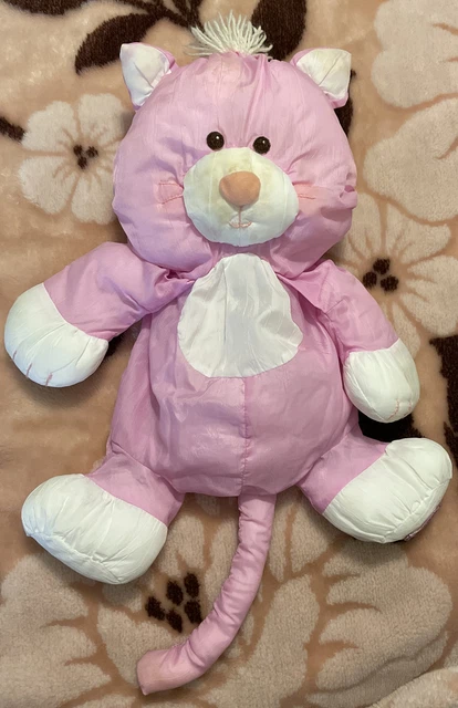 VNTG 1986 Fisher Price Puffalumps Pink Cat Kitty Stuffed Animal 8002 Plush See*