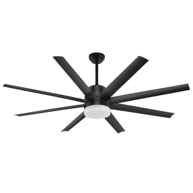 60 Inch Indoor Modern Chandelier Lamp LED Ceiling Fan Light with Remote 8 Blades