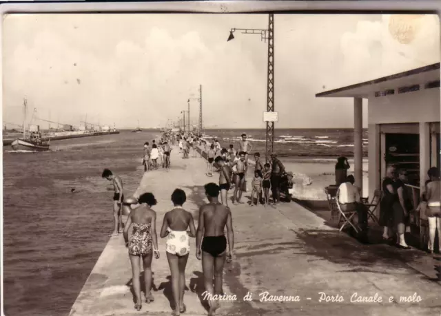 Marina Di Ravenna  B/N  Viaggiata  1956 Porto Canale E Molo