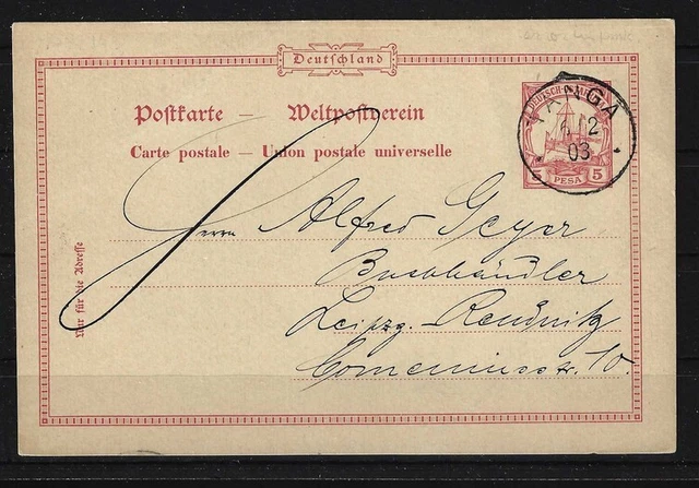 H702) DOA Deutsch-Ostafrika Kolonie GA Ganzsache Stempel TANGA