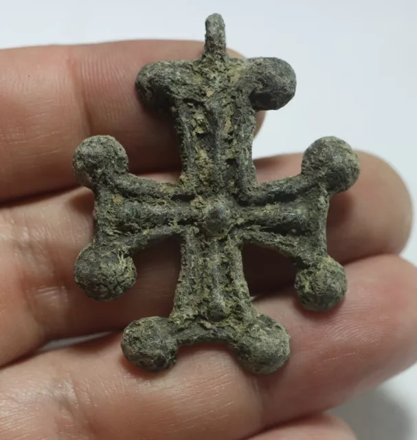 Zurqieh - Ad1079- Ancient Byzantine Bronze Cross Pendant. 800 - 1000 A.d