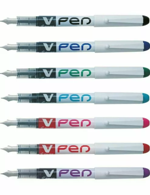 Pilot V Pen Disposable Fountain Pen All Colours & Multiple Quantities Available