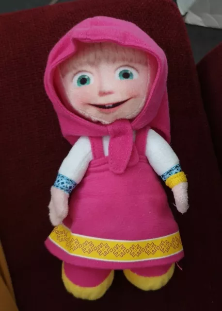 Doudou Peluche Poupée Petite Fille Masha Michka robe Rose Jaune 20 cm env PMS