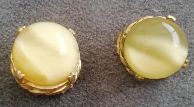 Boucles D'oreilles Clips LOOLA Paris - Métal Doré Et Cabochon Vintage - Occasion