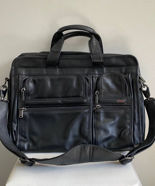 Tumi Alpha 2 Black Napa Leather Computer Laptop Briefcase bag