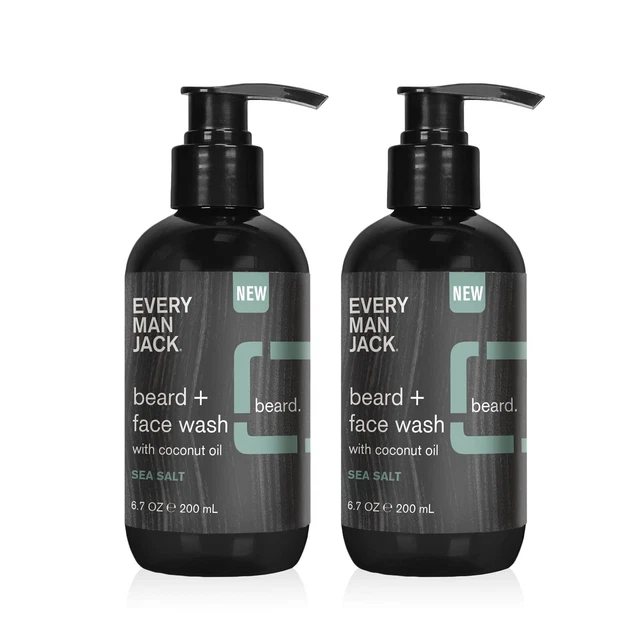 Beard + Face Wash - Subtle Sea Salt Fragrance - Deep Cleans, Conditions, and Son