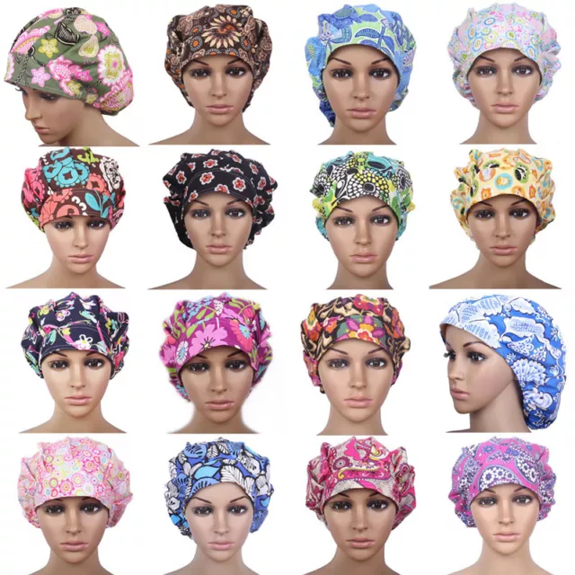 2020 Bouffant Cap w/ Sweatband Adjustable Hat Caps Cute Pattern Printing Hat Cap