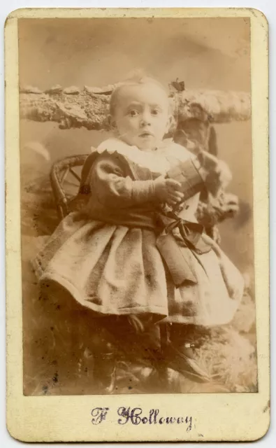 Baby with box Vintage Children CDV Photo by Holloway , Hatcham UK