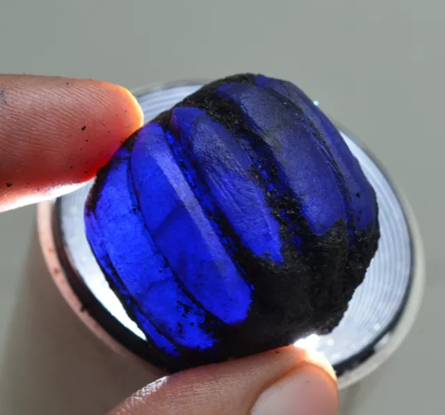 Melon Cut Certified 230 Ct Natural Blue Sapphire Rough African Loose Gemstone