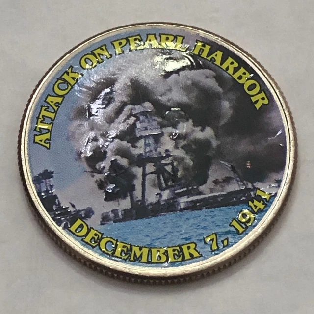 Colorized Kennedy half dollar.ATTACK ON PEARL HARBOR DECEMBER 7, 1941 #55