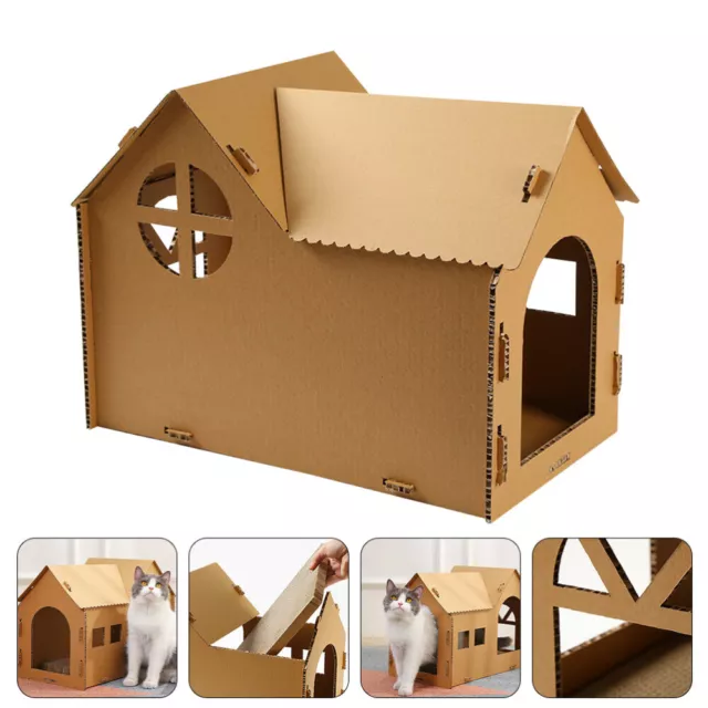 Cat House Corrugated Paper Catnip Toys Scratcher Pet Teepee