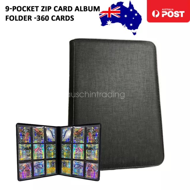 Card Binder Album 9-Pocket Zip Trading Card Sleeves Collector Folder 360 Cards