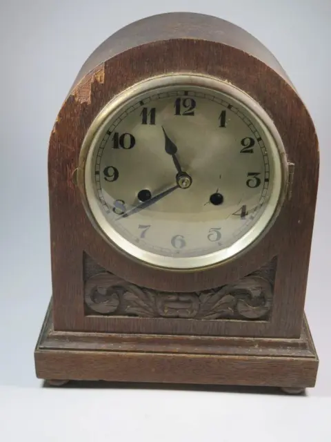 VINTAGE Mid Century Mantel Clock Brass Movement For Restoration