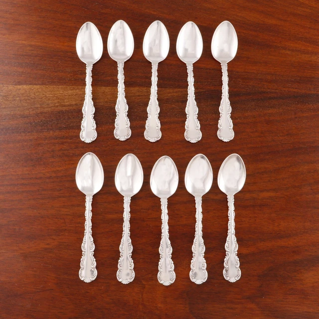 10 P. W. Ellis Canadian Sterling Silver Demitasse Spoons Louis Xv No Monogram