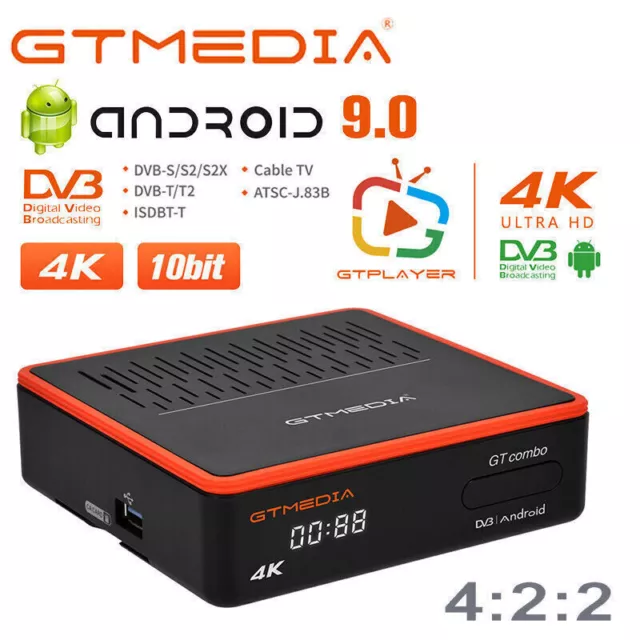DVB-S2/S2X/T2/C Satellite Terrestrial Receiver 4K Sat Android Smart TV Box 4:2:2