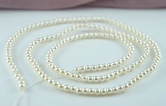 *180pcs Pearl Beads 4mm Cream Color Faux Imitation Plastic Round Spacer *