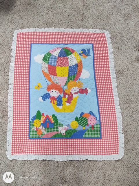 "Lindo edredón vintage para bebé borde de 36 1/2"" x 46"