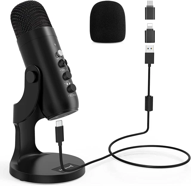 ZEALSOUND USB MICROPHONE, Condenser PC Mic, W/Lightning adapter for