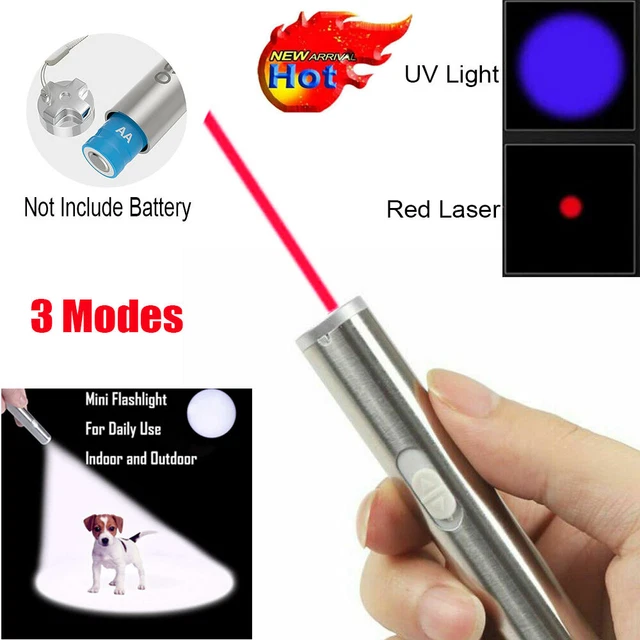 Portable UV Light AA LED Torch 650nm Red Laser Pointer Pen Visible Beam Pet Toys