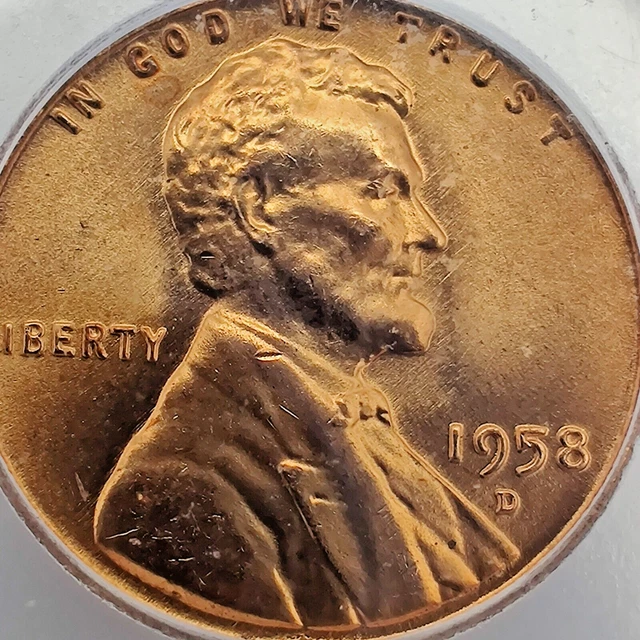 1958-D Mint State Lincoln Wheat Cent Penny MS66 RD Copper