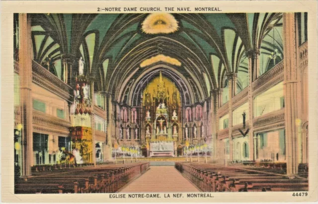 Nave of Notre Dame Church (Basilica) Looking towards the Main Altar in Montreal