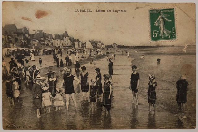 CPA 44 La Baule Retour des Baigneurs with stamp 5 c green sower
