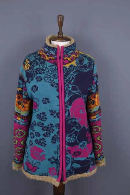 IVKO Multicolor Wool Alpaca Floral Print Full Zip Jacket with Pleats Size XL
