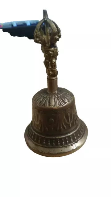 Indian Traditional Brass Bell For Home Temple Silver Color (a)