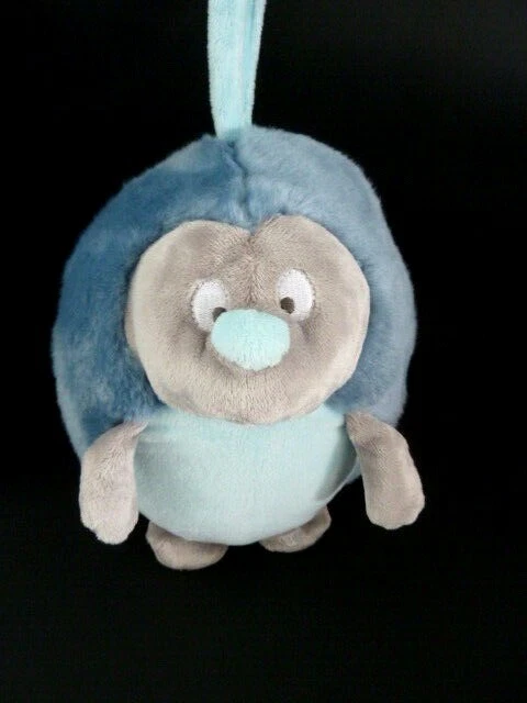 R99- DOUDOU OBAIBI  OKAIDI HERISSON MUSICAL BLEU GRIS BOULE 18 cms  - TTBE