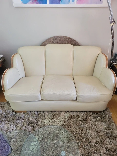 art deco cloud suite in cream leather  2