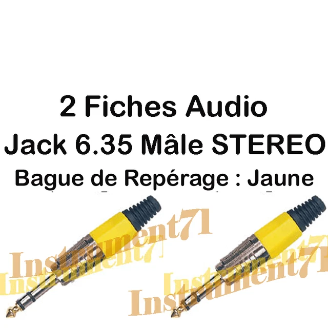 Fiche Jack 6,35 Mm Mono Mâle Dorée – Pour Connexion Audio à Souder – Capot Métal