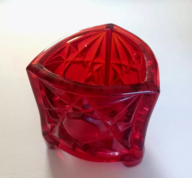 LG Wright Glass Toothpick Holder, RUBY Red, Button And Star.