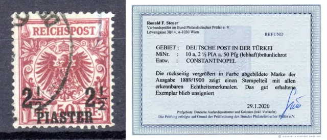 Deutsche Post in der Türkei Mi.10a gestempelt geprüft Befund Steuer BPP aus 6-10