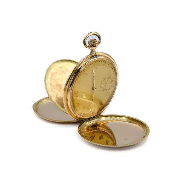 Herren Taschenuhr Pocketwatch in 14 Kt. 585 Gold Handaufzug um 1920 2