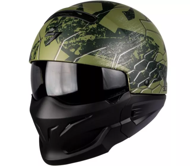 Casque SCORPION Exo Combat Solid Convertible Cross Over Jet Intégrale Vert Mat